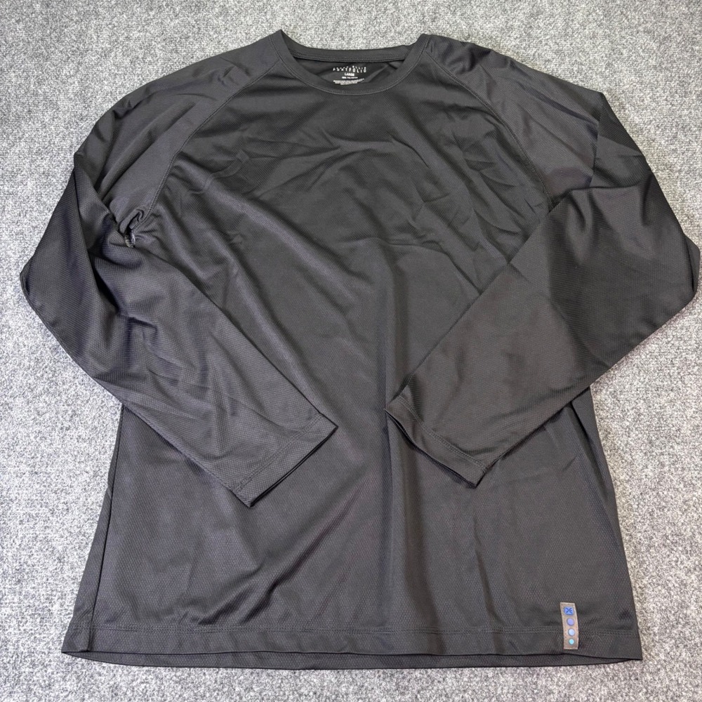 Perry Ellis Portfolio Shirt Mens Large Black Long Sleeve Polyester Performance